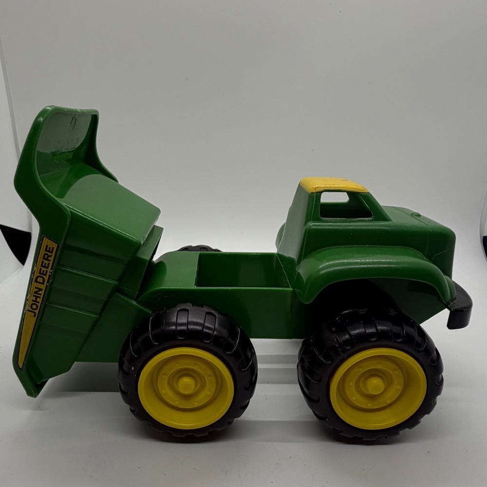 John Deere Green Plastic Dump Truck Toy Big Wheels Kids Play 4 in Construction - Picture 4 of 9